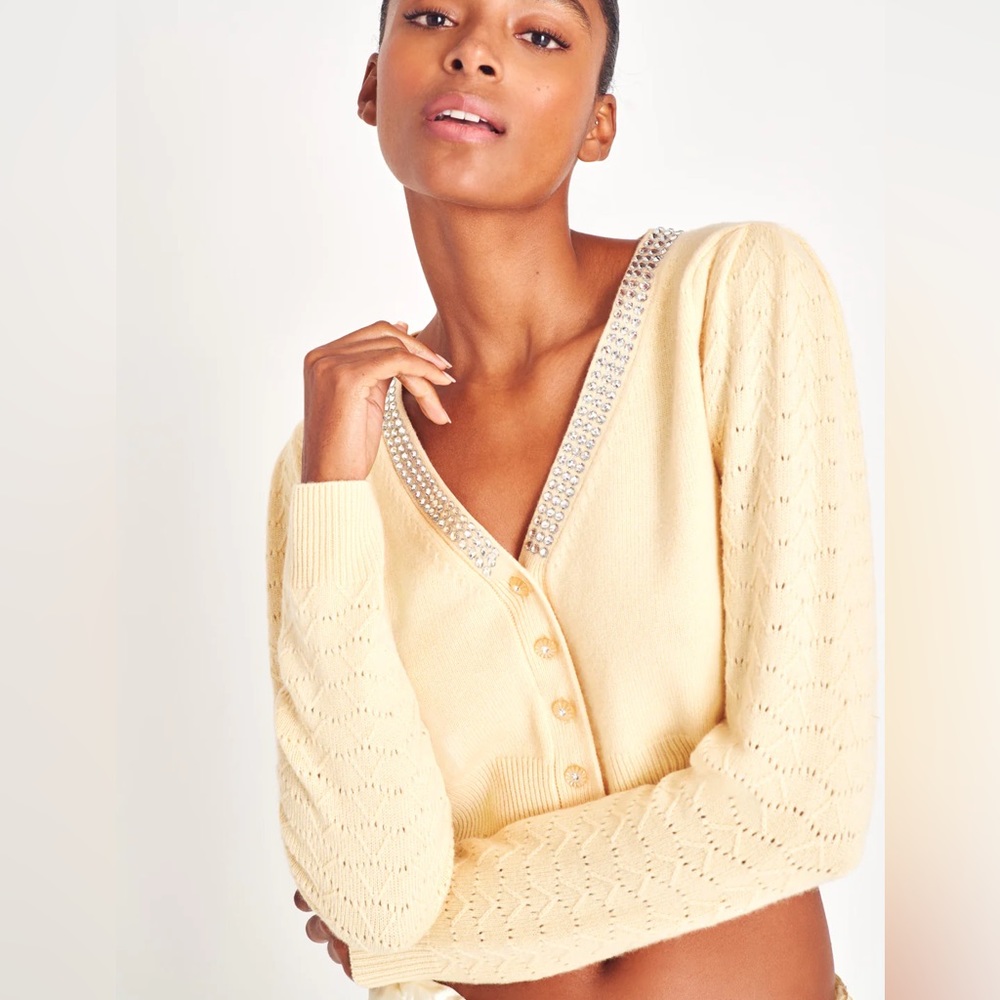 Loveshackfancy Brynner Crop Cardigan in Buttercup